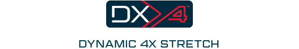 DX4 collection logo with white and red lettering on a blue background. Below the logo are the words Dynamic 4X Stretch in blue. A link to the DX4 collection is provided.