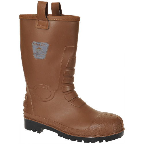 Image of the S5 Neptune Rigger CI FW75 safety shoe in brown with a link to the article.