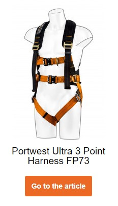 Portwest Ultra 3-point harness FP73 in orange-black with a link that leads to the article page.