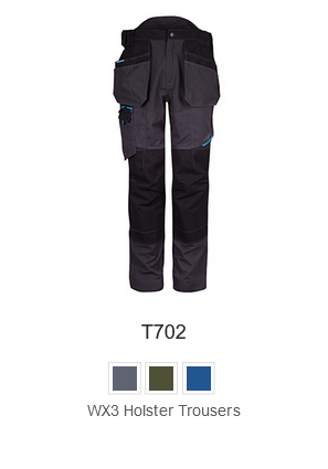 WX3 trousers with holster pocket T702 in grey and black with a link to the article.