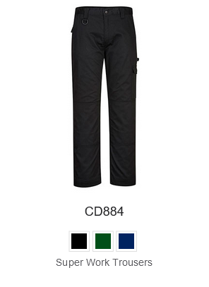 Super Work Trouser CD884 in black with a link to the article.