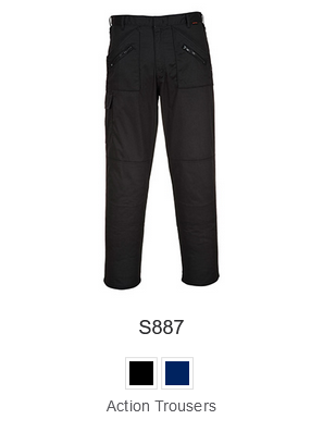 Action S887 trousers in red with a link that leads to the article page.