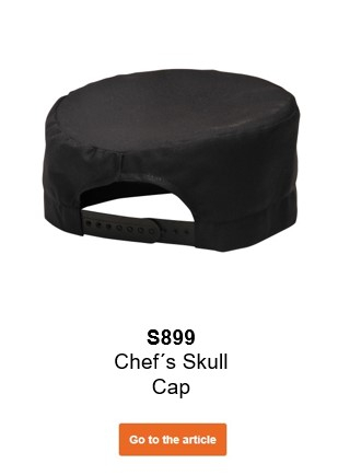 Image of the chef's hat S899 in black with a link that leads to the article page.