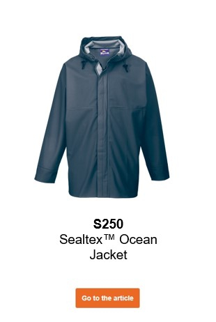 Image of the Sealtex Ocean S250 waterproof jacket in blue with a link that leads to the article page.