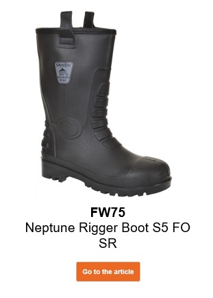 Image of the S5 Neptune Rigger CI FW75 safety shoe in black with a link that leads to the article page.