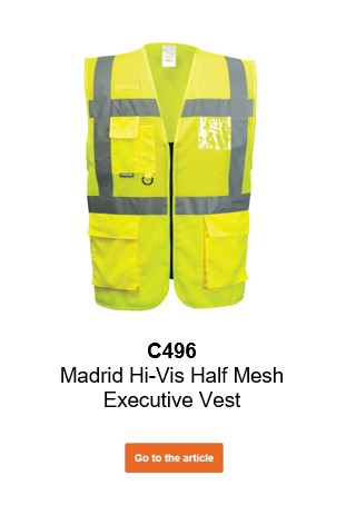 Image of the Executive High-visibility Mesh Vest Madrid C496 in yellow with a link that leads to the article page.