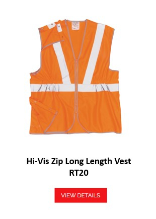 Image of the long GO/RT RT20 high-visibility vest in orange with a link that leads to the article page.