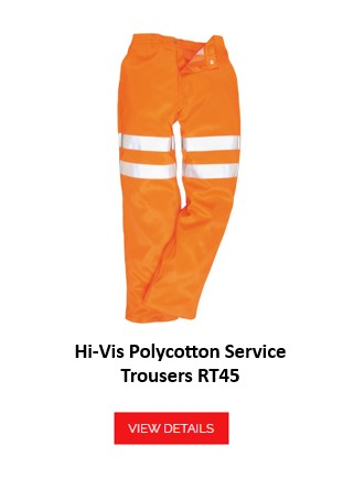 Image of the GO/RT RT45 high-visibility trousers in orange with a link to the article page.