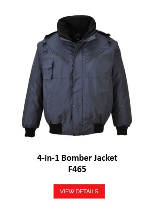 3-in-1 pilot jacket F465 in anthracite with removable sleeves and removable lining for flexible use. A link to the article is provided.