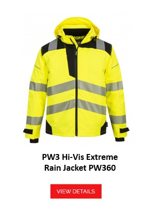 PW3 Breathable Rain Jacket Extreme PW360 in orange with a link to the article.