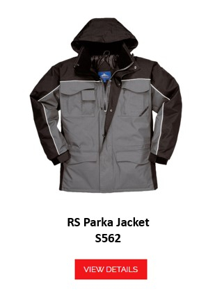 Lined parka S562 in gray and black. The link provided leads to the article page.